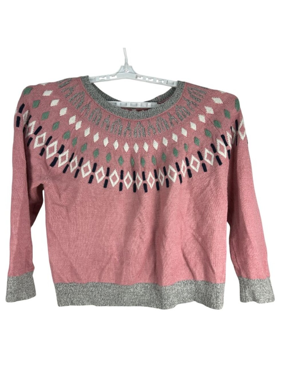 Time And Tru Womens Plus Size 3XL Rose Pink Sweater Fair Isle Pattern